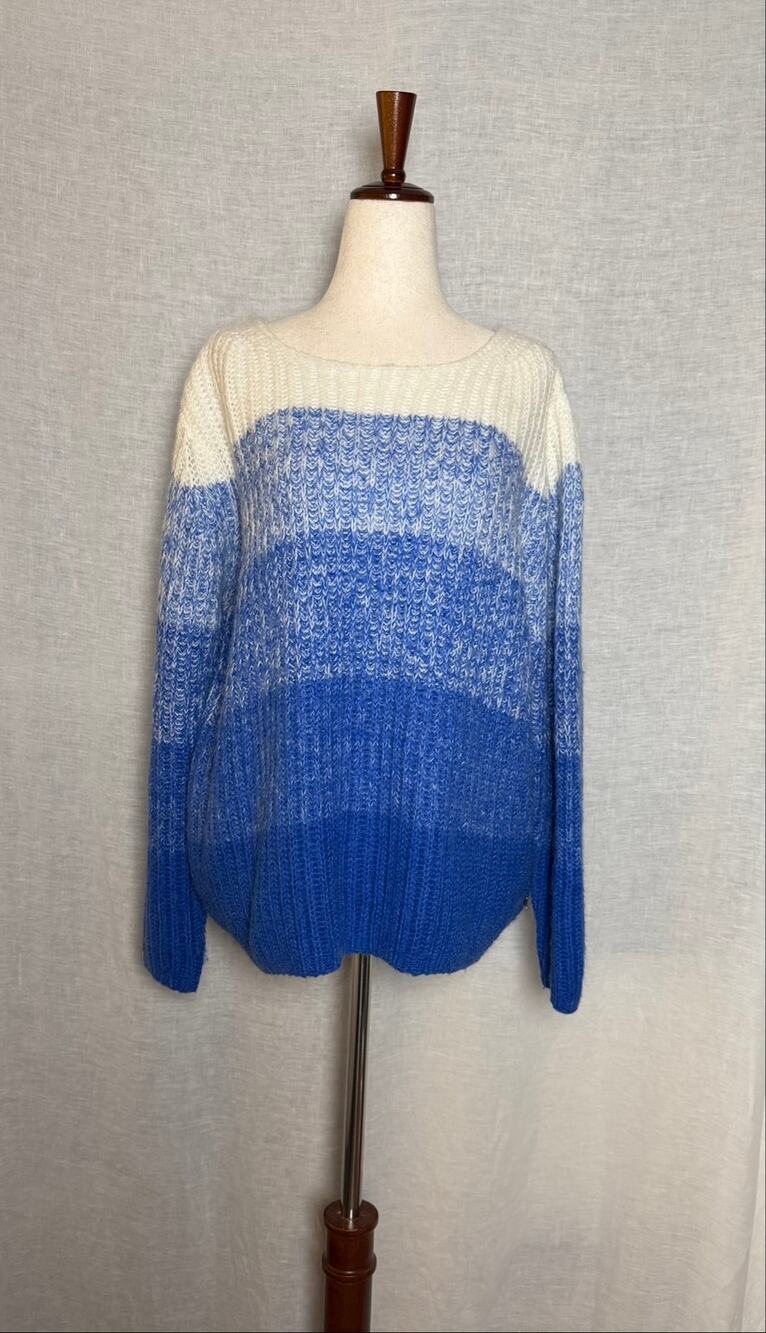 Coster Copenhagen Blue Ombre Striped Chunky Knit Colorblock Gradient Sweater
XL